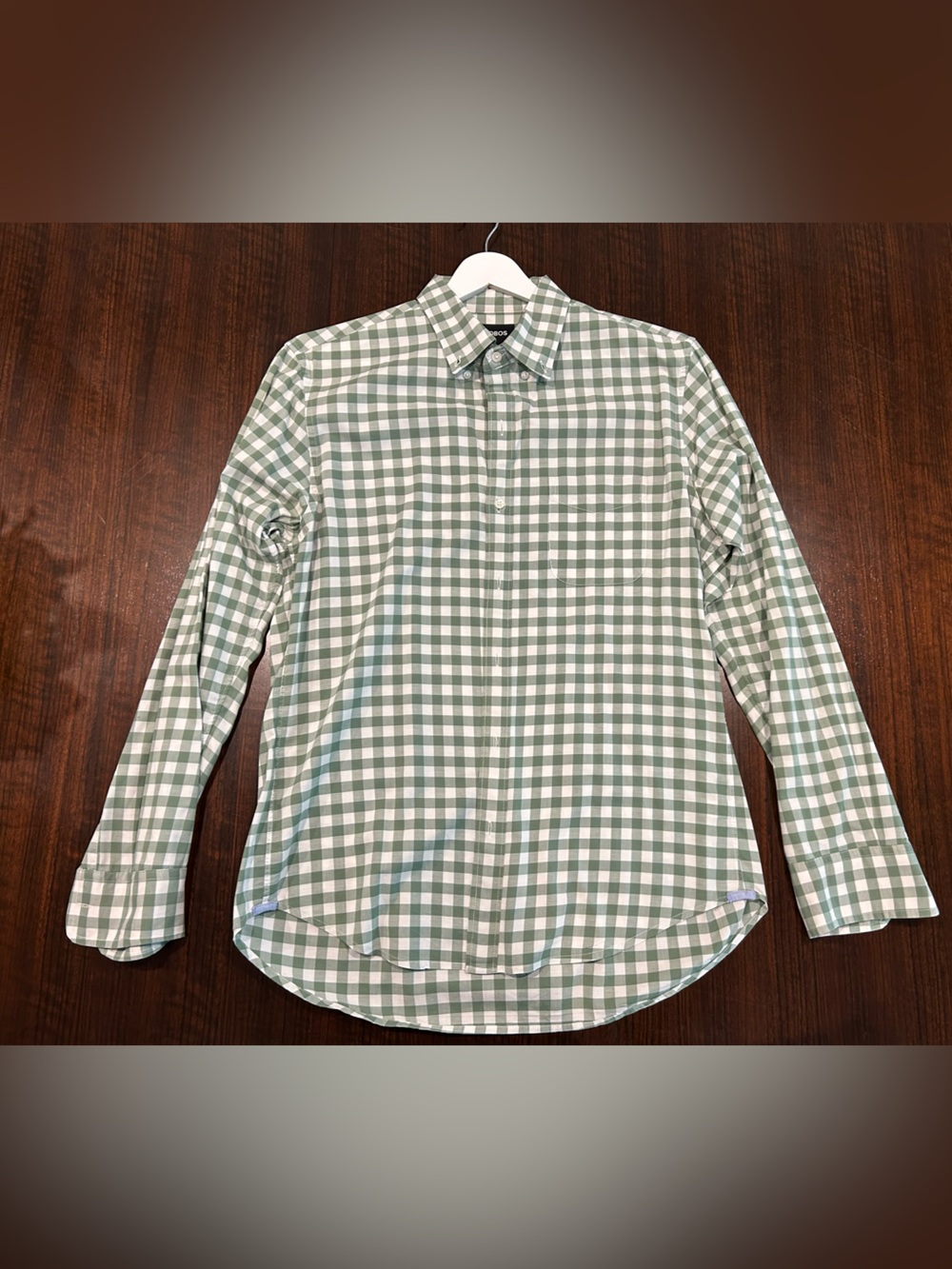 Bonobos Green and White Gingham Button-Down Shirt